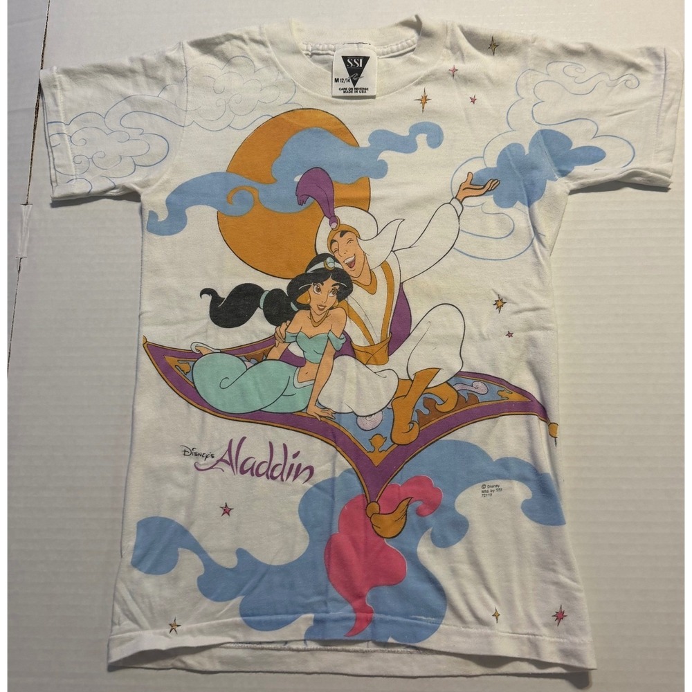 Vintage Disney Aladdin Jasmine T Shirt Kids Medium 12/14 90s USA RARE HTF